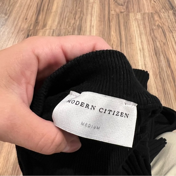 modern citizen black ribbed mockneck midi dress - Picture 7 of 8